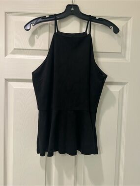 Design Lab Lord & Taylor Black Halter Peplum Camisole